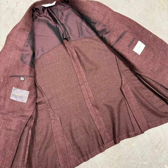 Samuelsohn Wool Linen Silk Blazer Unstructured Sport Coat Current Burgundy 46 R - Picture 7 of 11